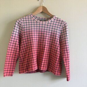 COS Cropped Long‎ sleeve knit top Sweater Checks Plaid Womens Size XS Pink